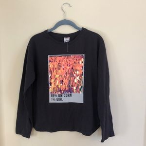 Zara Kids Unicorn Sequin Top Size 13-14 NWT